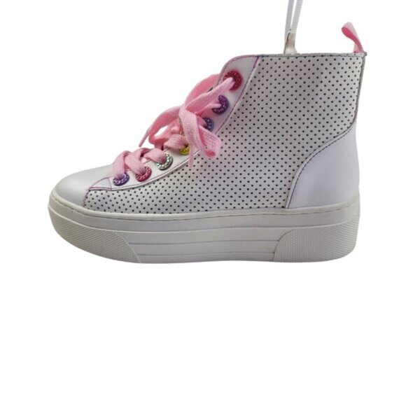 Steve Madden Other - Steve Madden Metallic High Top Sneakers Size 2M NWOT Pink Lace Kids Shoes
